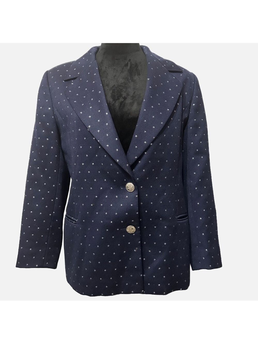 Vintage Escada Margaretha Ley Blazer 38 Blue Silver Stars Pockets